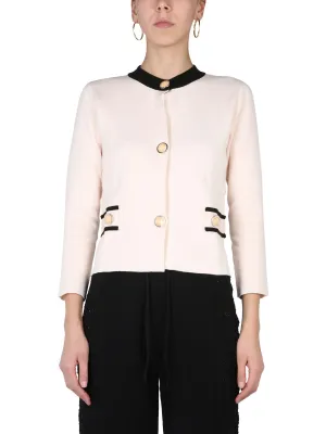 Boutique Moschino Round Knit Buttoned Cardigan