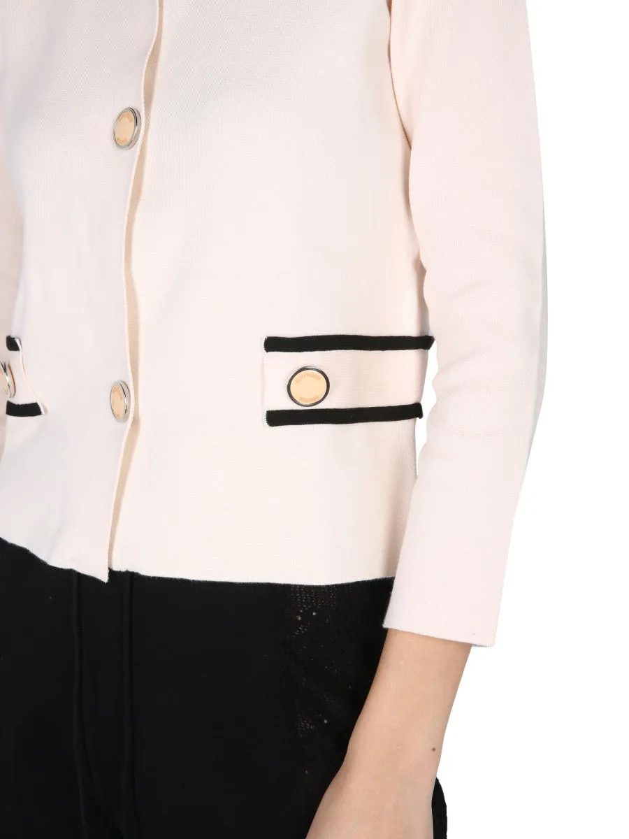 Boutique Moschino Round Knit Buttoned Cardigan