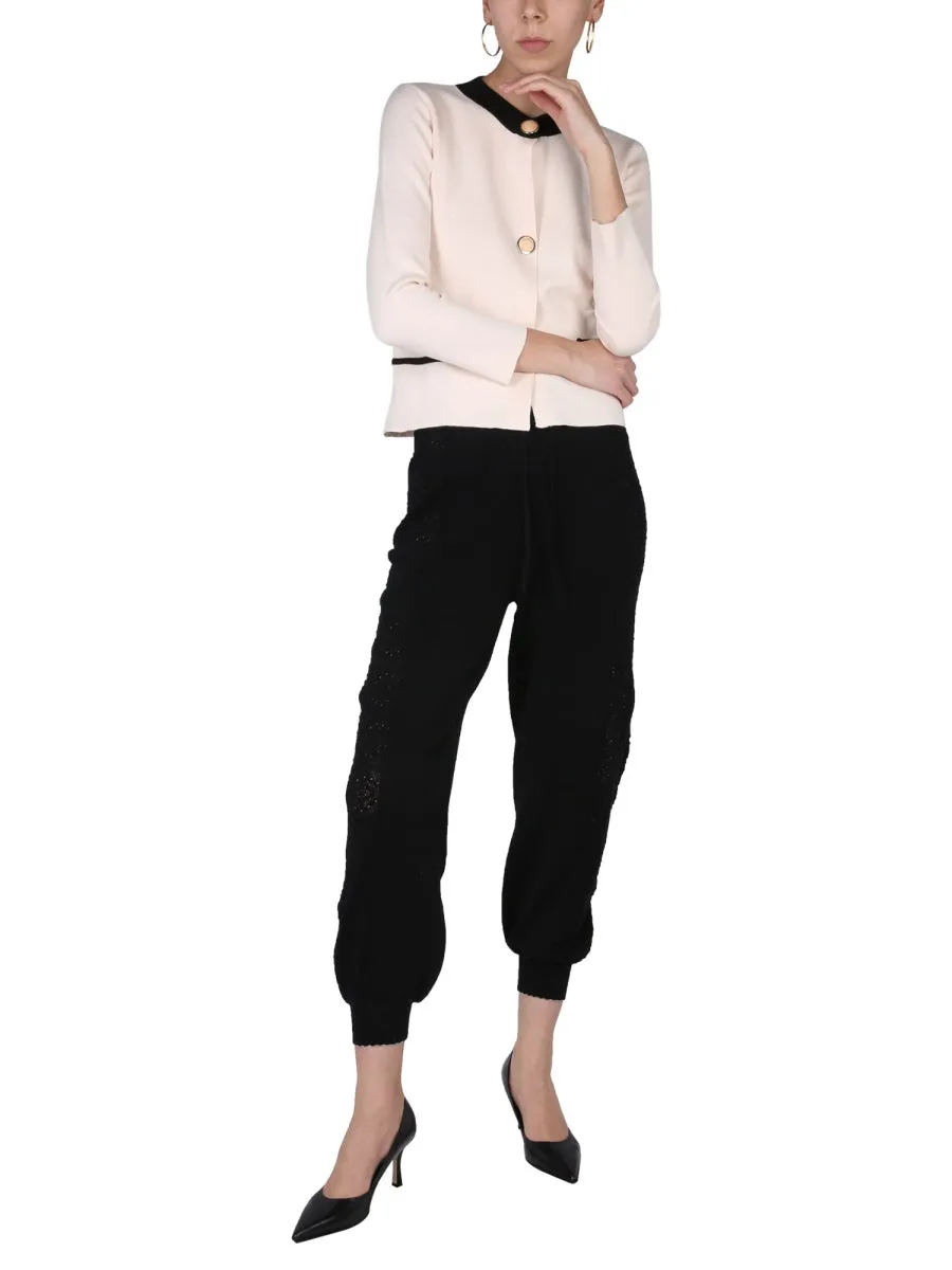 Boutique Moschino Round Knit Buttoned Cardigan