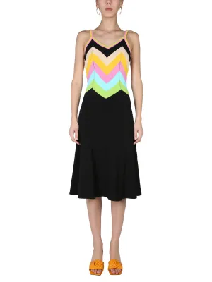 Boutique Moschino Strapped Intarsia-Knit Chevron Dress