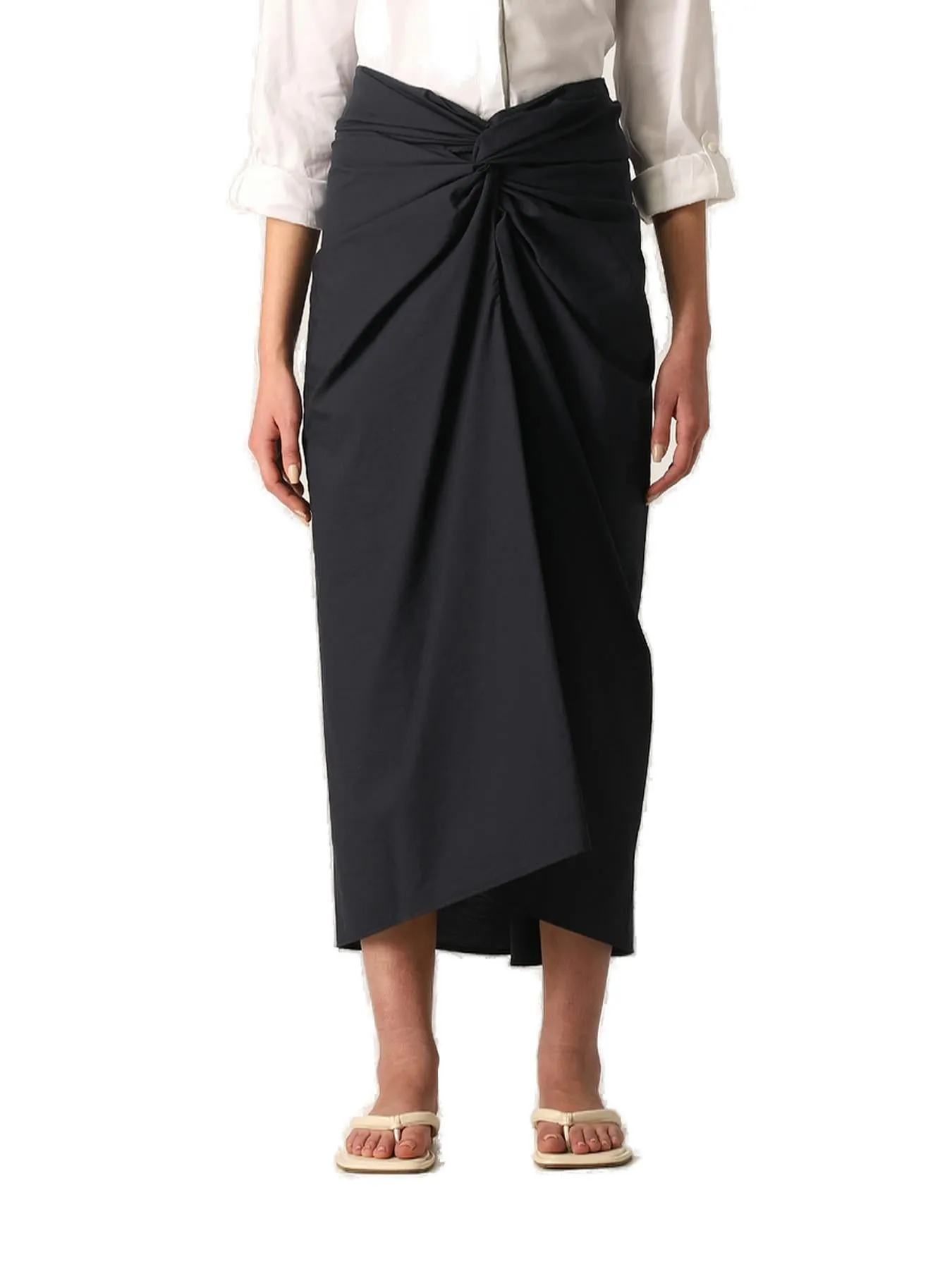 Brunello Cucinelli High Waist Pleated Midi Skirt