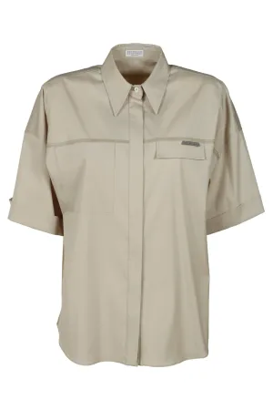 Brunello Cucinelli Logo Detailed Short-Sleeved Shirt