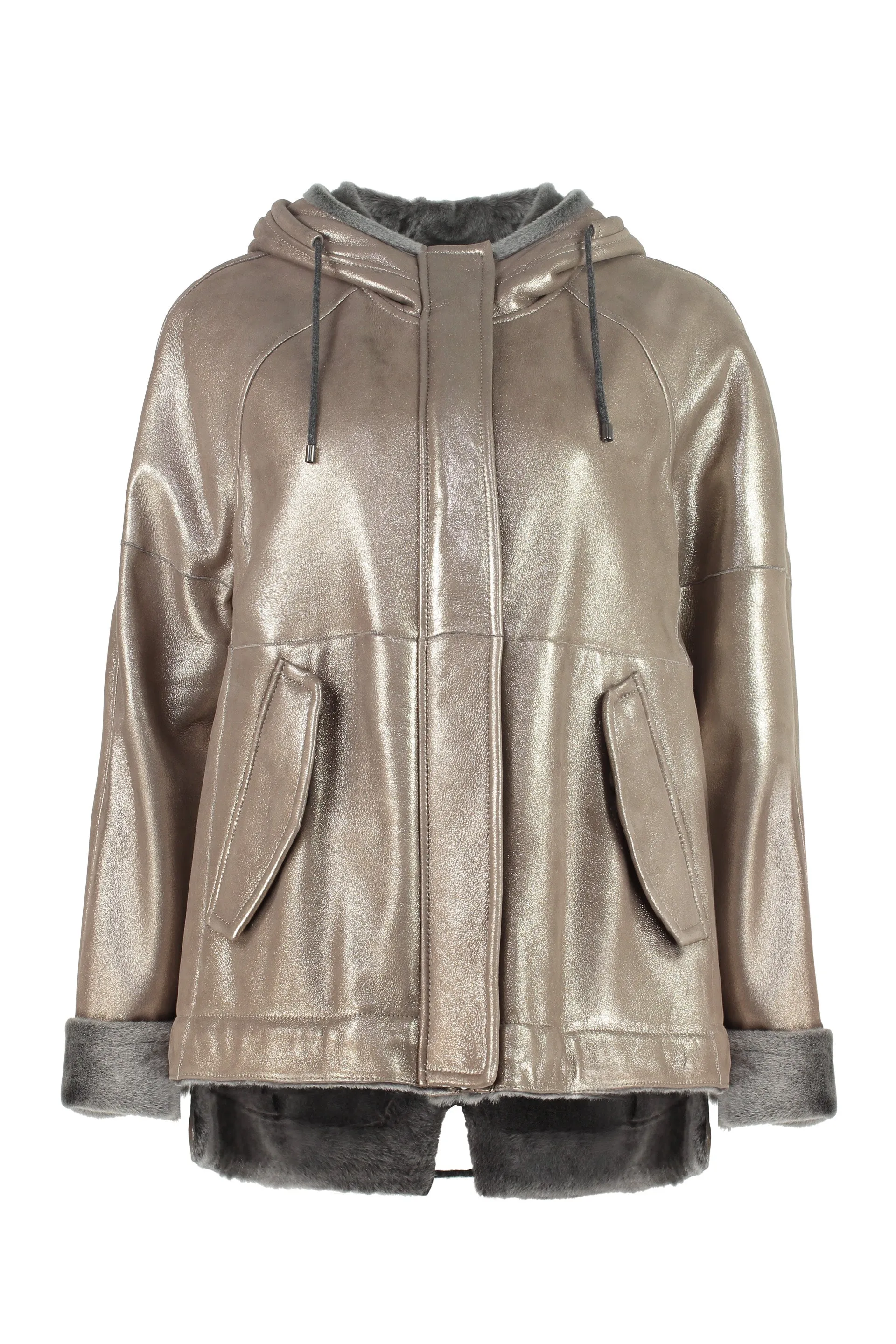 Brunello Cucinelli Metallic-Effect Layered Hoodie