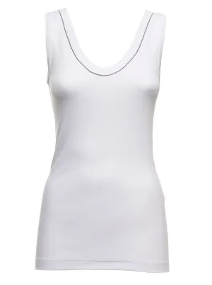 Brunello Cucinelli U-Neck Embellished Tank Top