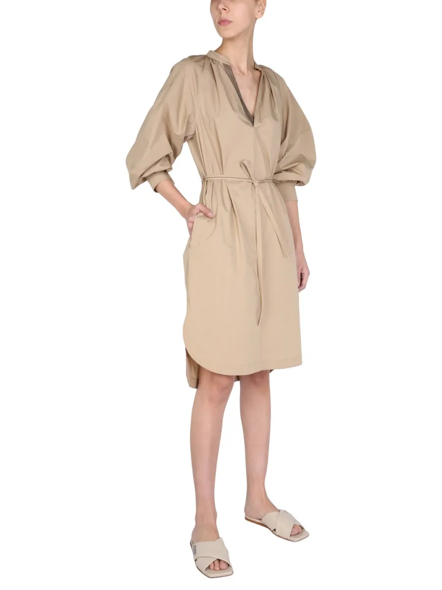 Brunello Cucinelli V-Neck Midi Dress