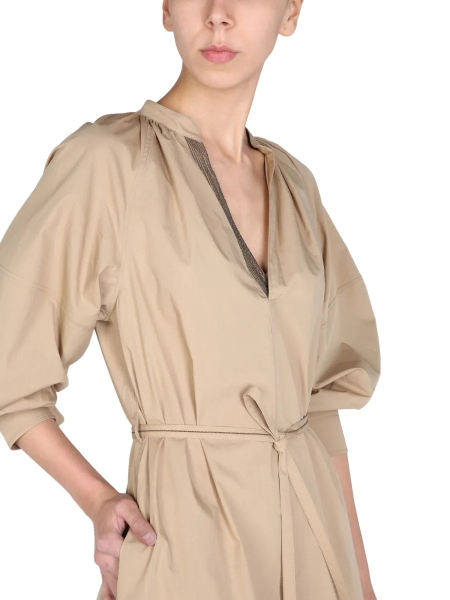 Brunello Cucinelli V-Neck Midi Dress
