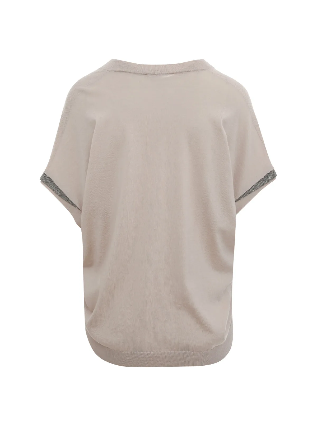 Brunello Cucinelli V-Neck Short-Sleeved Knit Top