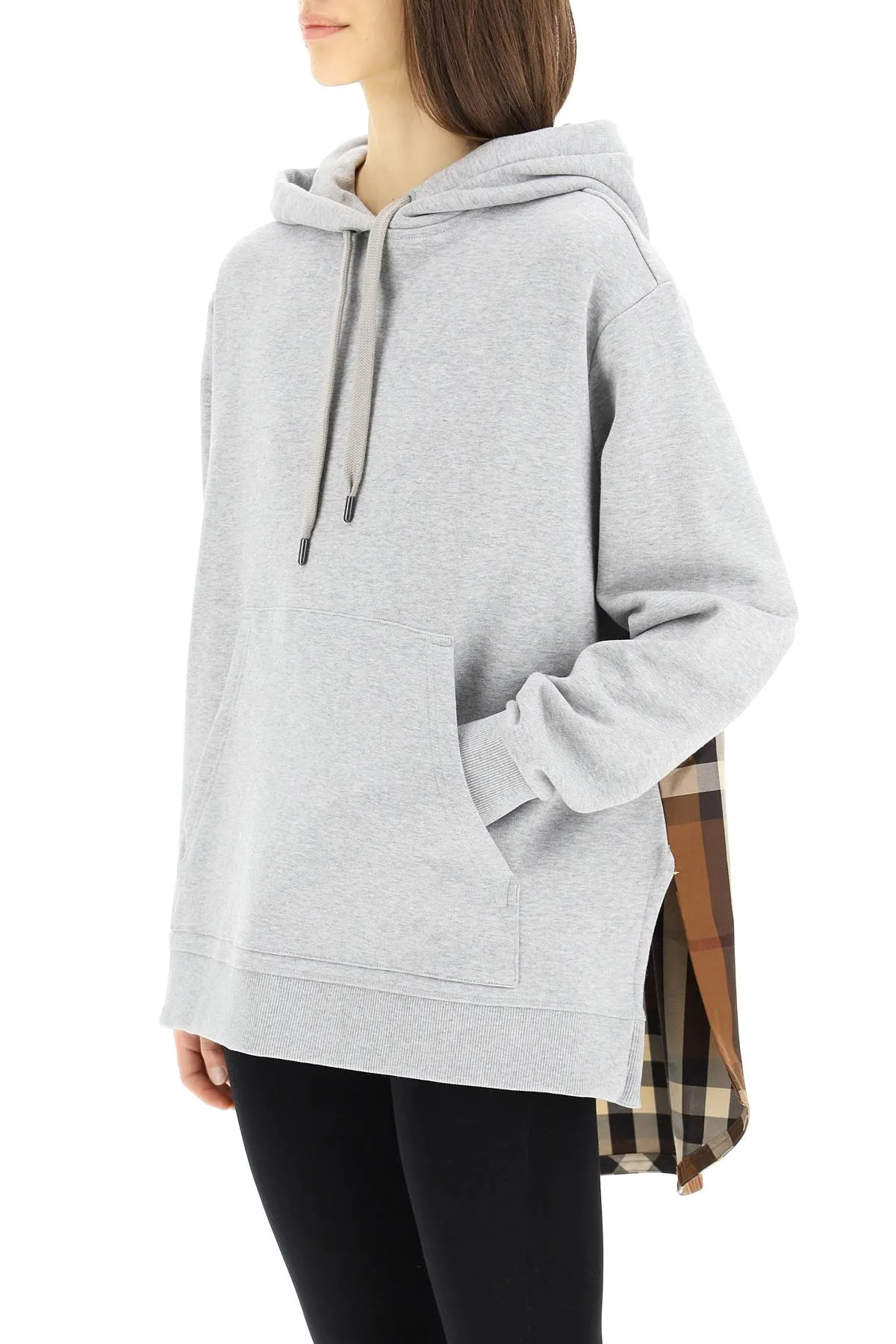 Burberry Check Panel Oversized Hoodie