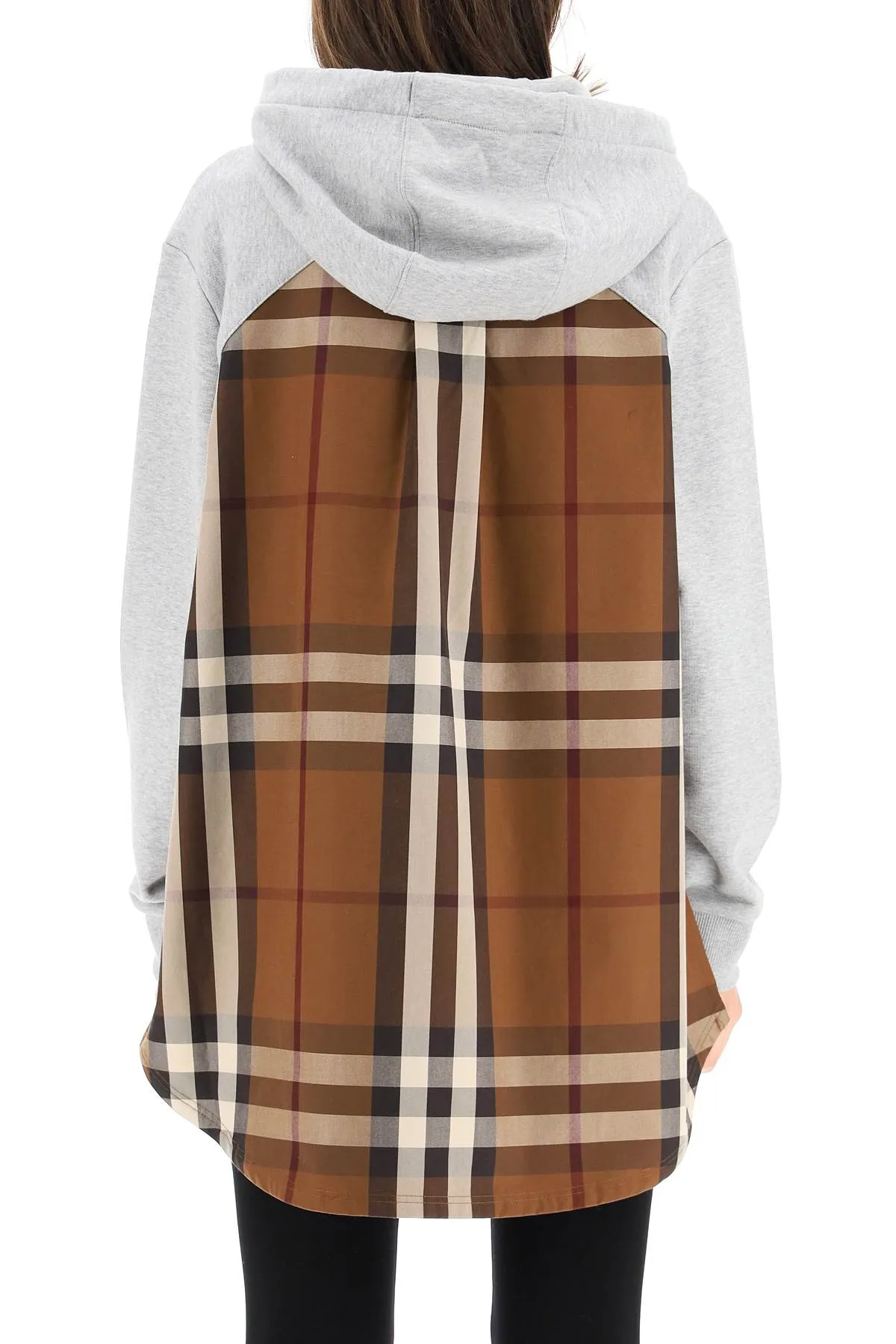 Burberry Check Panel Oversized Hoodie