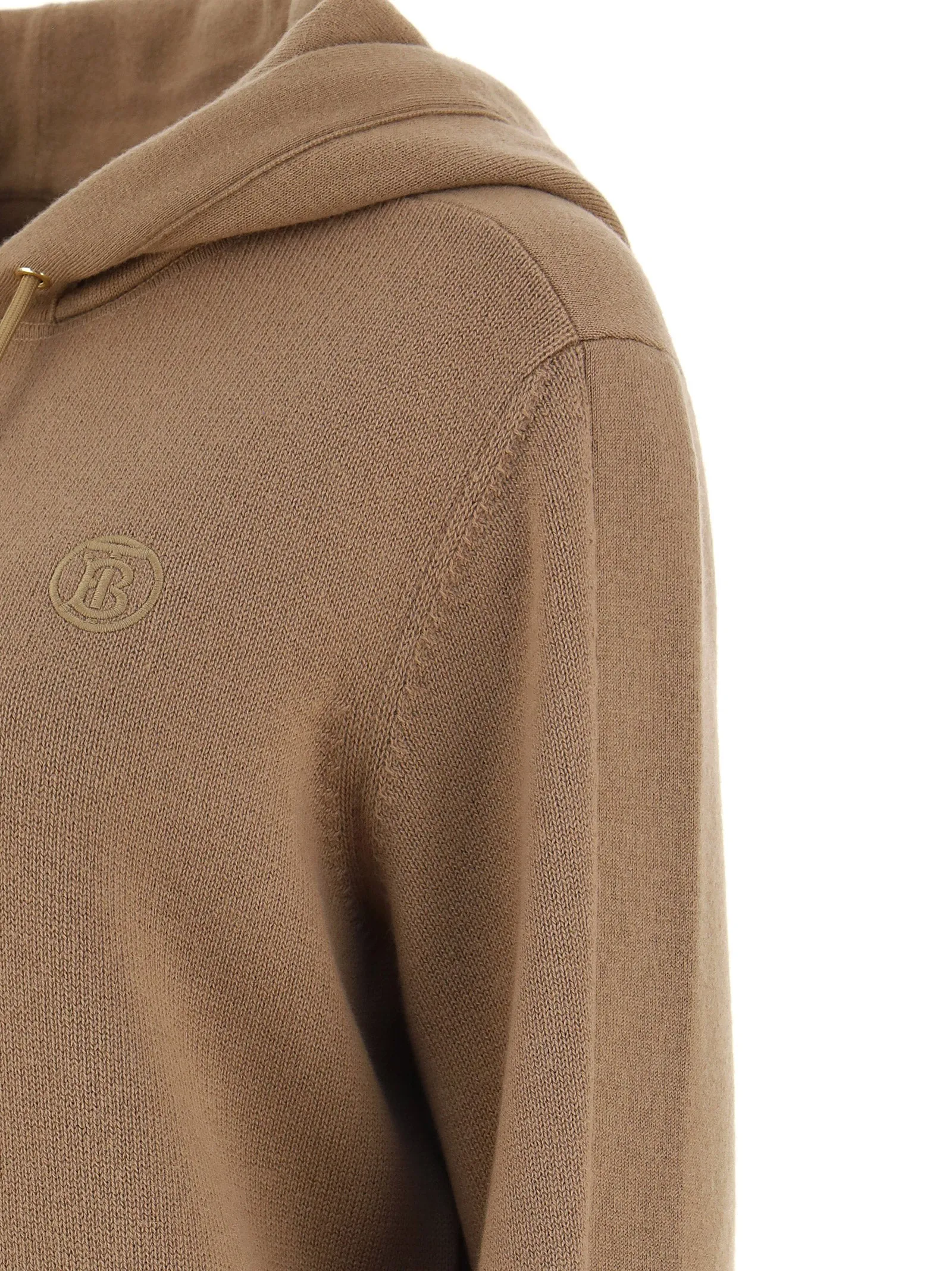 Burberry Logo Embroidered Drawstring Knit Hoodie