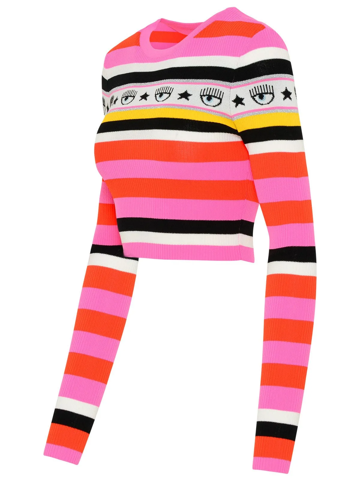 Chiara Ferragni Logo-Intarsia Striped Crewneck Top