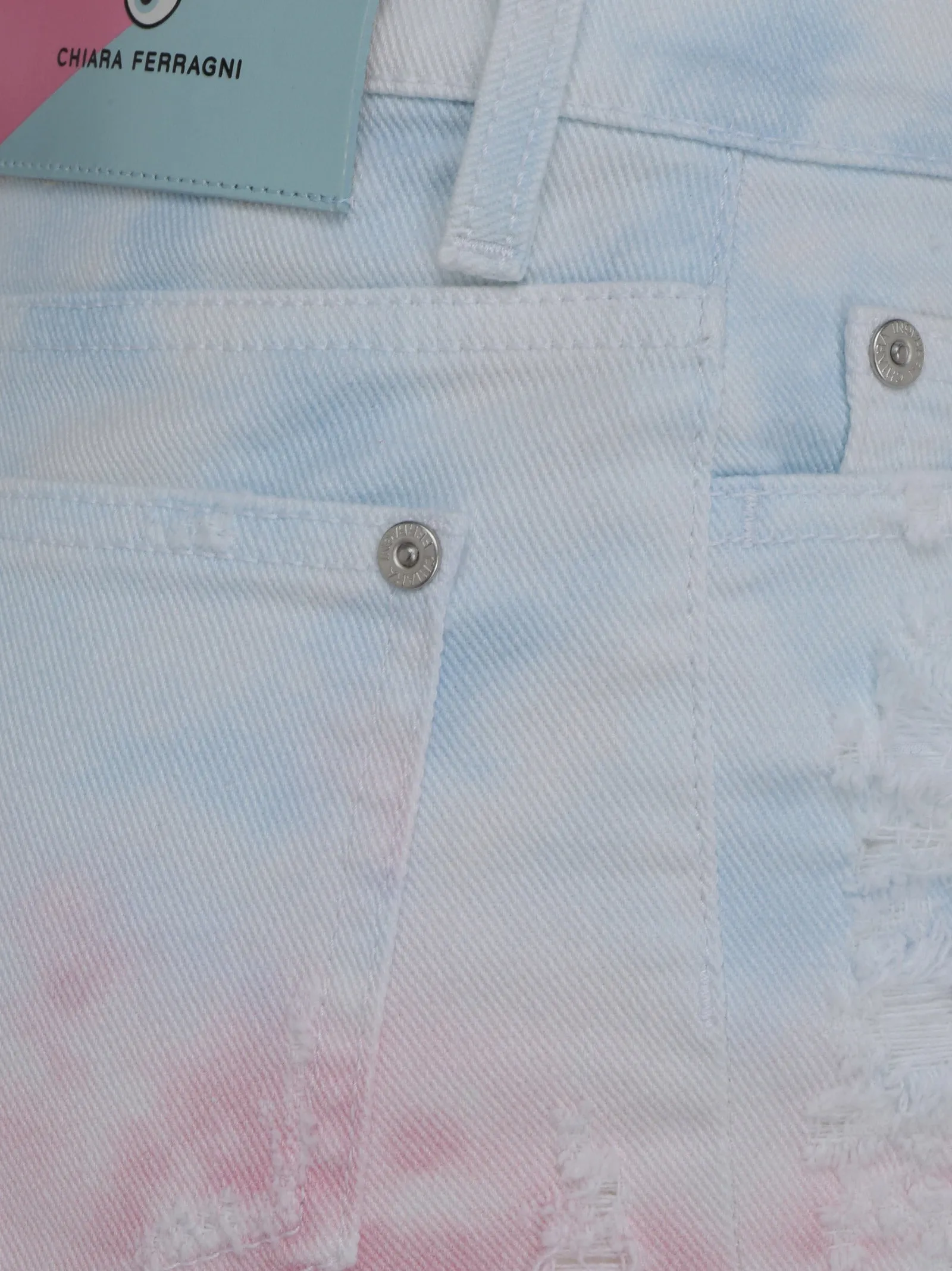 Chiara Ferragni Mid-Rise Distressed Denim Shorts