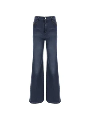 Chlo Logo Print Wide Leg Jeans