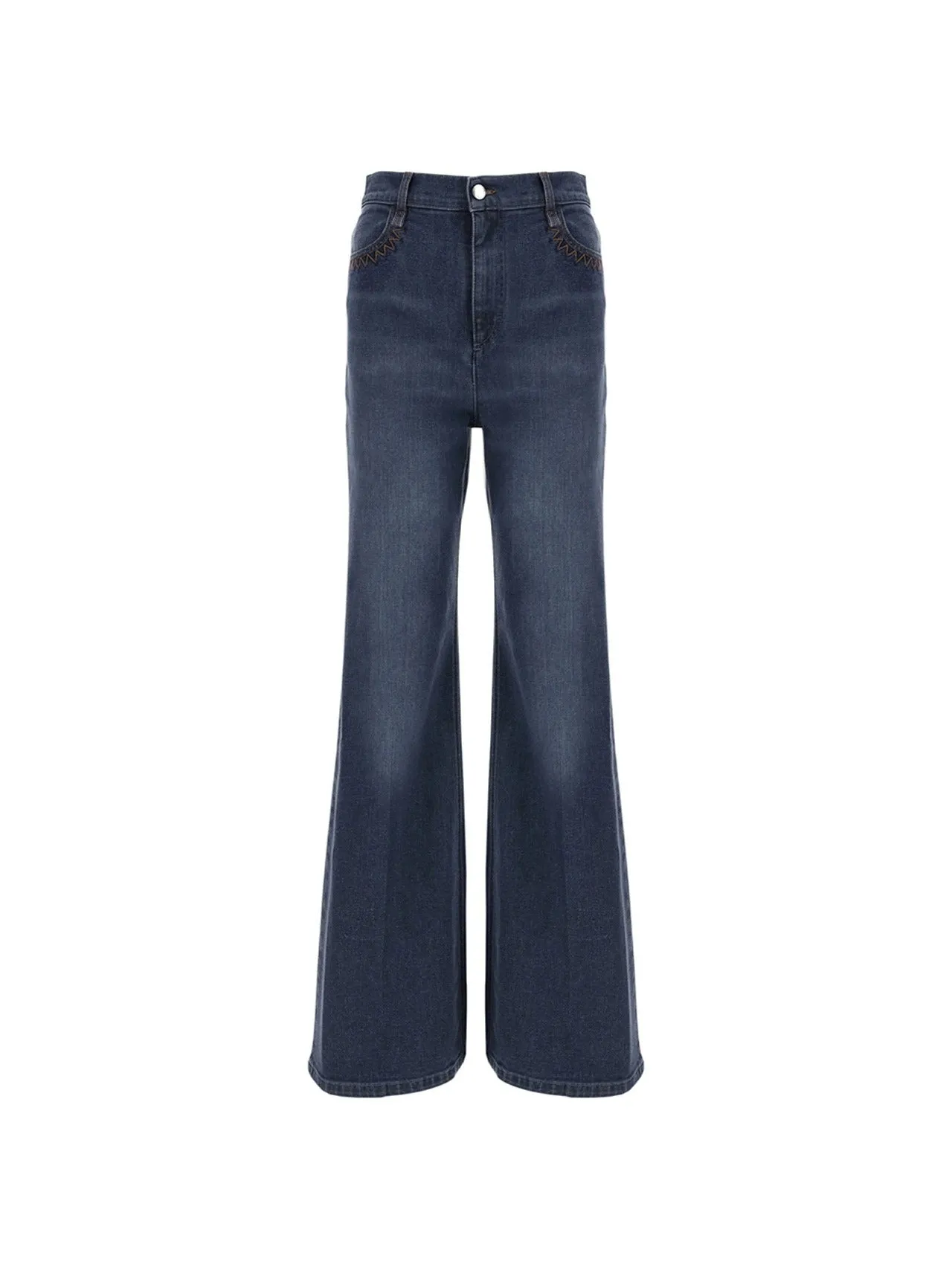 Chlo Logo Print Wide Leg Jeans
