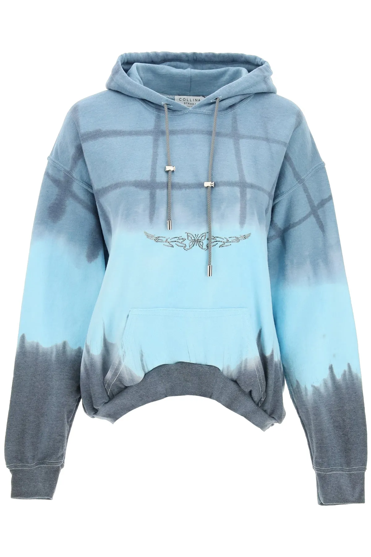 Collina Strada Rhinestone Plaid Print Hoodie