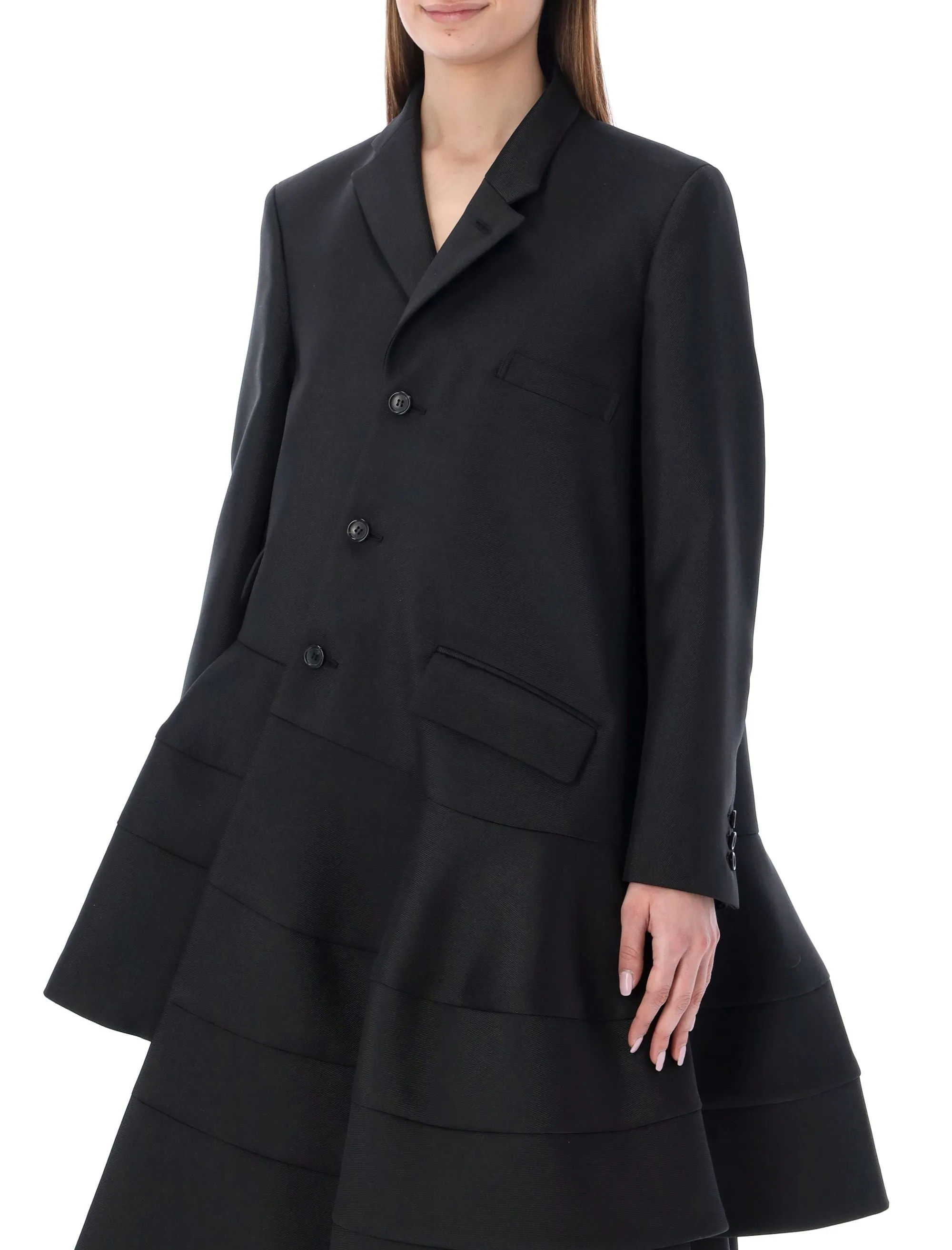 Comme des Garons Asymmetric Wave Flared Coat
