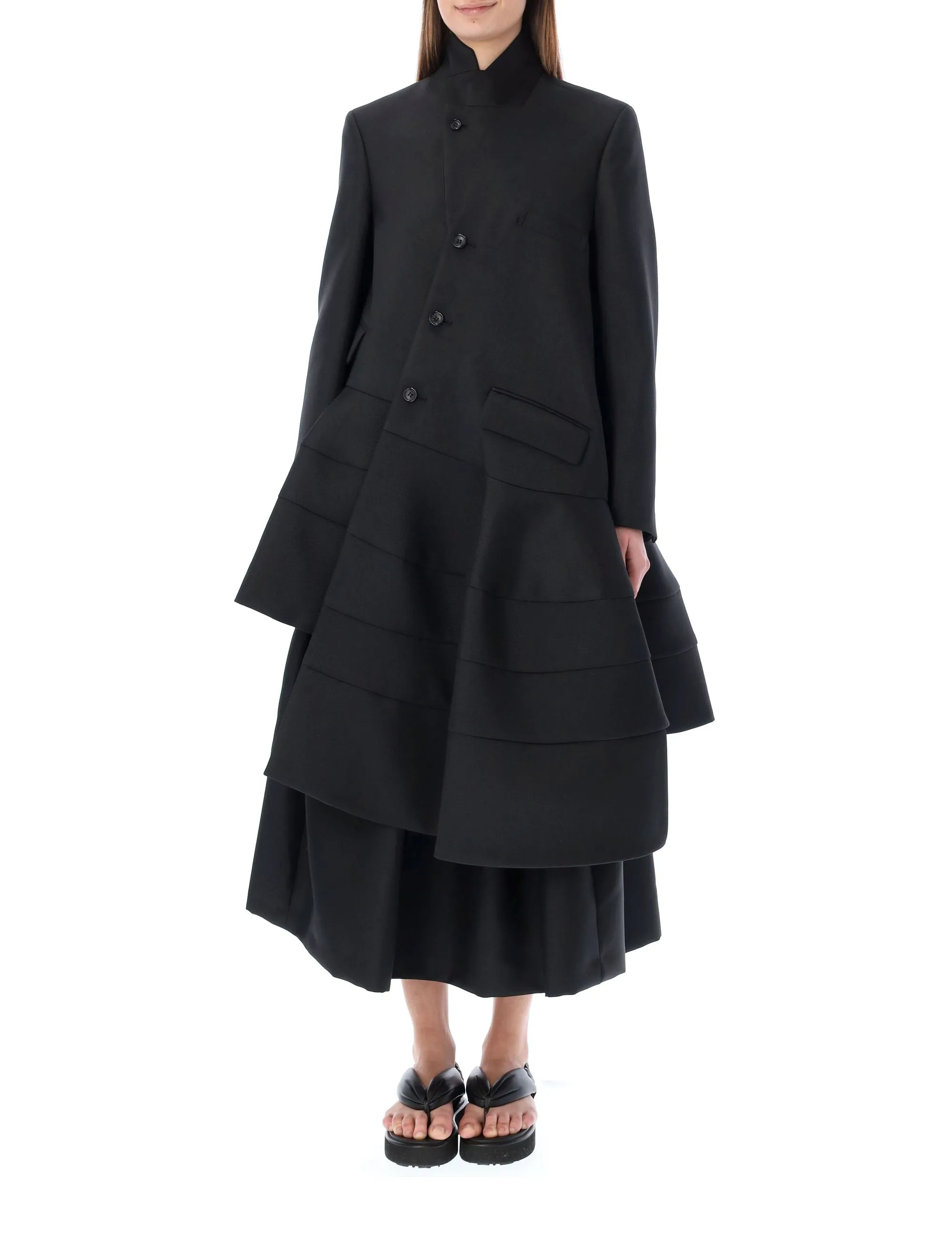 Comme des Garons Asymmetric Wave Flared Coat