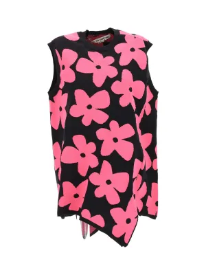 Comme Des Garons Floral Print Knitted Sleeveless Top