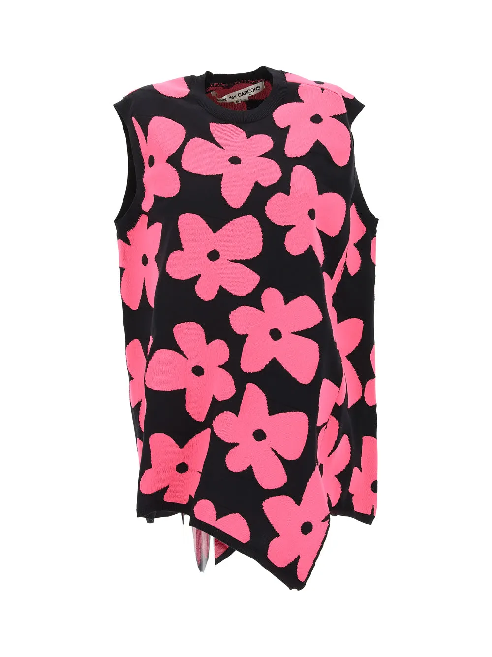 Comme Des Garons Floral Print Knitted Sleeveless Top