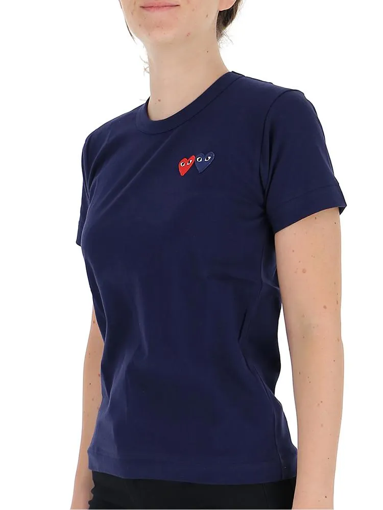 Comme des Garons Play Embroidered Double Heart T-Shirt