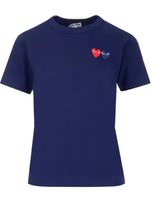 Comme des Garons Play Embroidered Double Heart T-Shirt