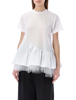 Comme des Garons Tulle Detailed Crewneck T-Shirt