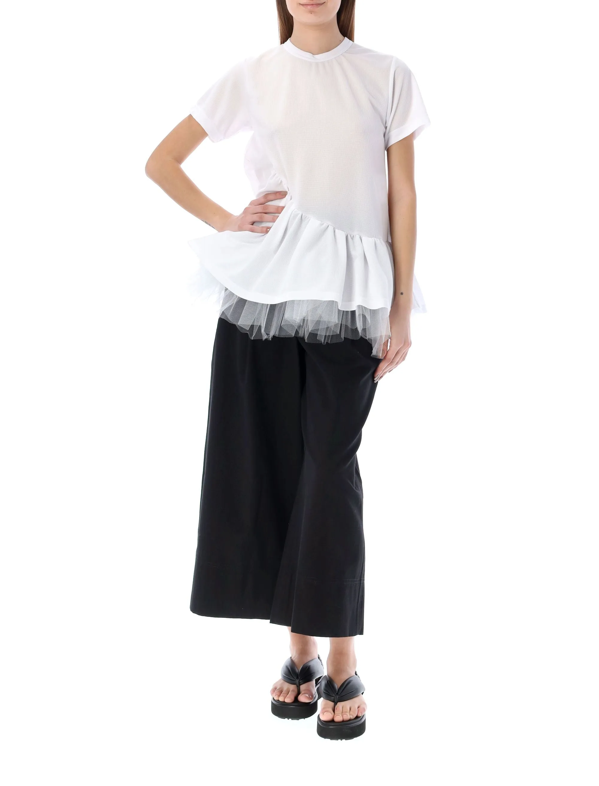 Comme des Garons Tulle Detailed Crewneck T-Shirt