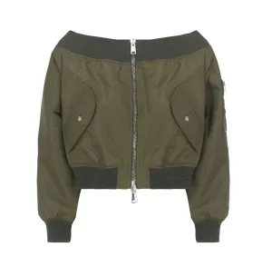 Coperni Off Shoulder Zipped Bomber Jacket