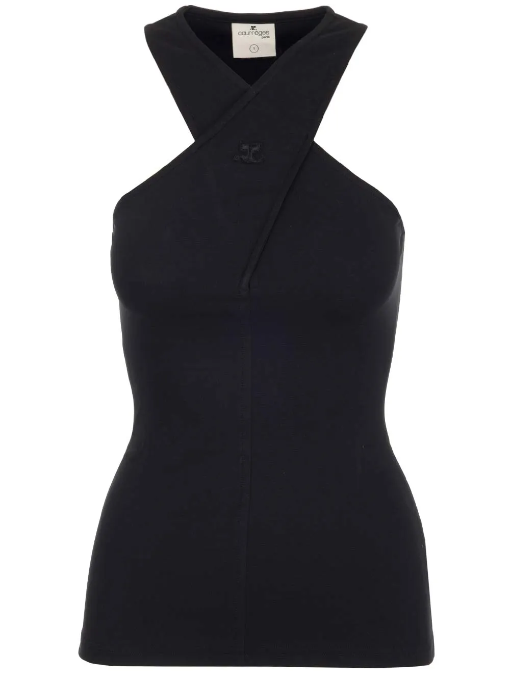 Courrges Criss-Cross Ribbed Knit Tank Top