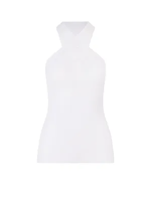 Courrges Criss-Cross Ribbed Knit Tank Top