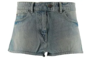 Courrges Faded Effect Mid Rise Denim Shorts