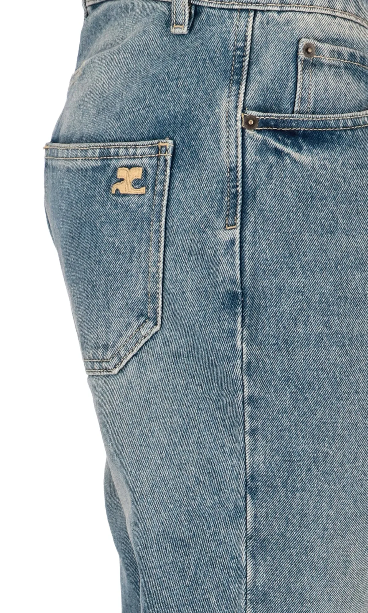 Courrges High Waist Bootcut Denim Trousers