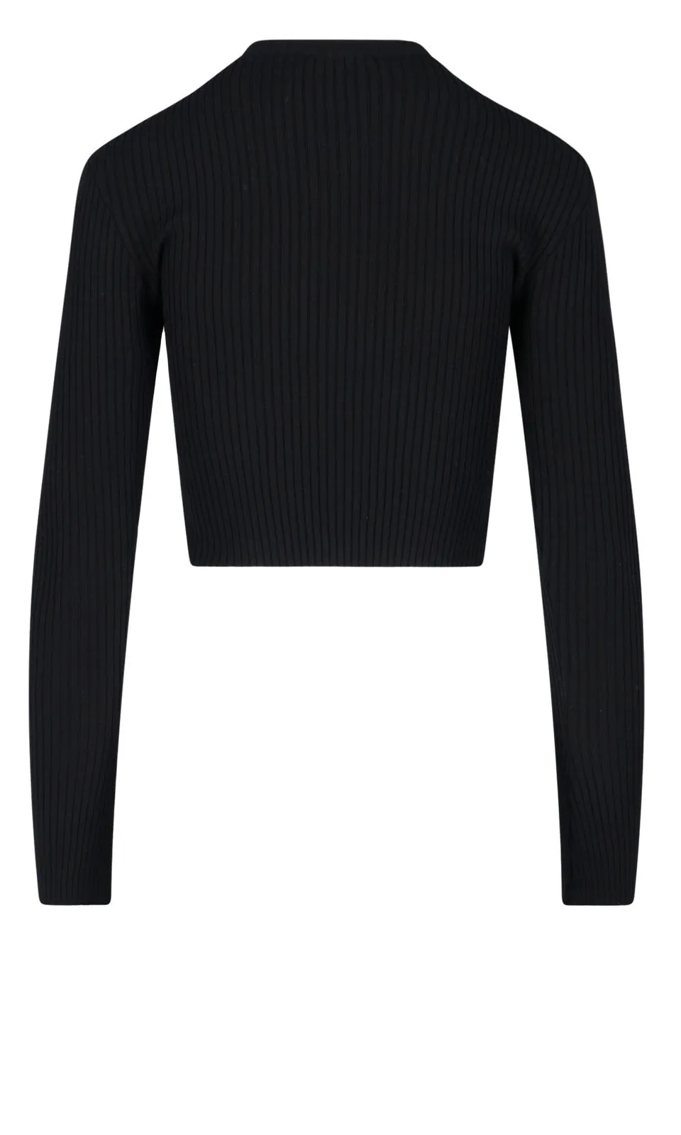 Courrges Logo Detailed Ribbed Knit Cropped Top