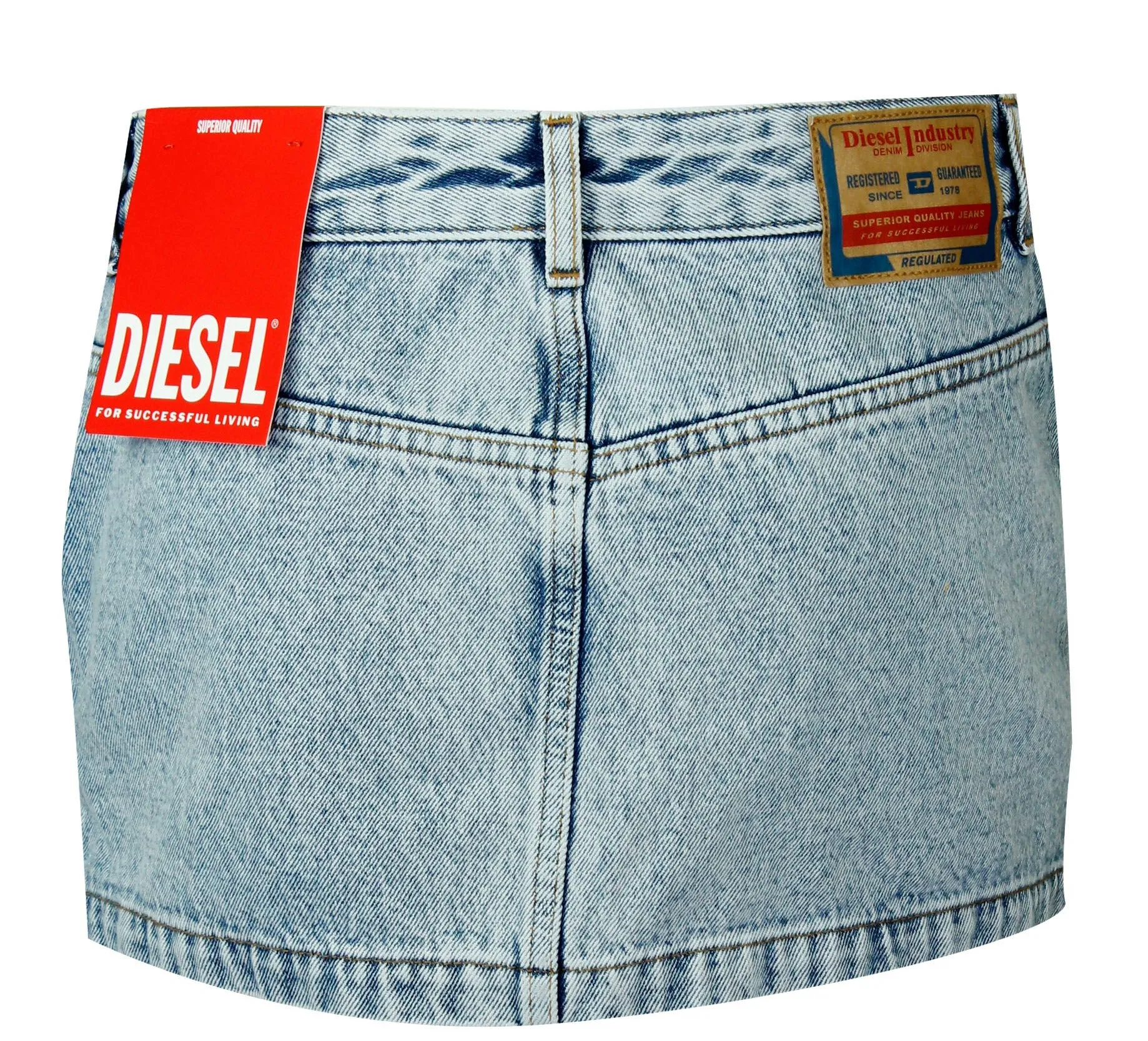 Diesel De-Ron Logo Patch Denim Mini Skirt