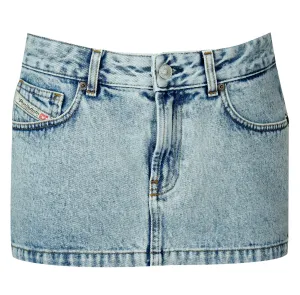 Diesel De-Ron Logo Patch Denim Mini Skirt