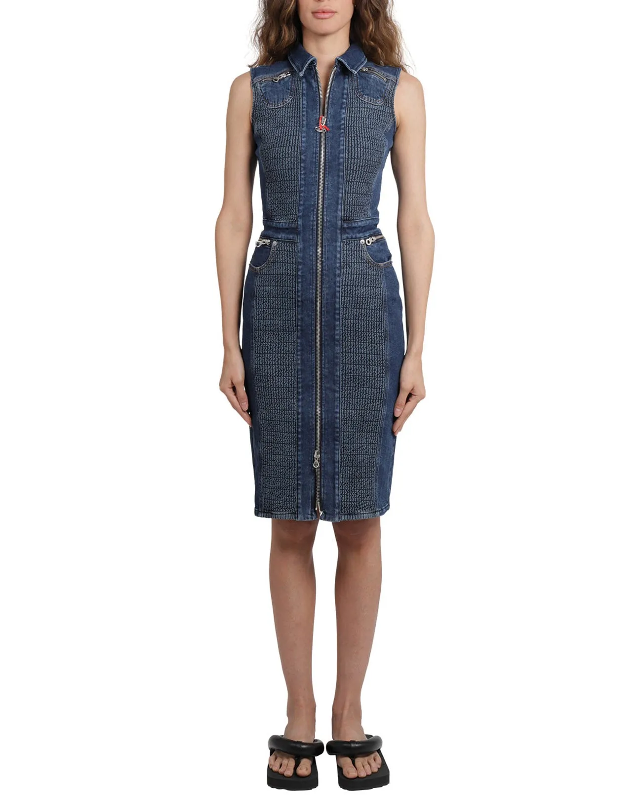 Diesel De-Terminate Smocked Denim Dress