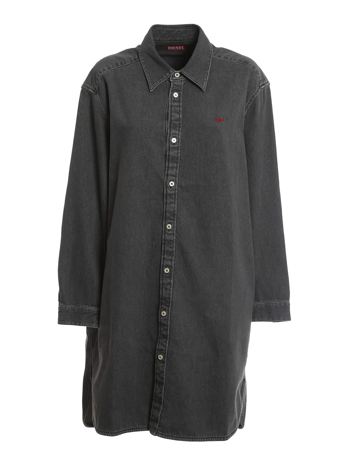 Diesel Logo Embroidered Button Up Shirt Dress
