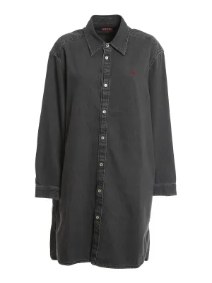 Diesel Logo Embroidered Button Up Shirt Dress