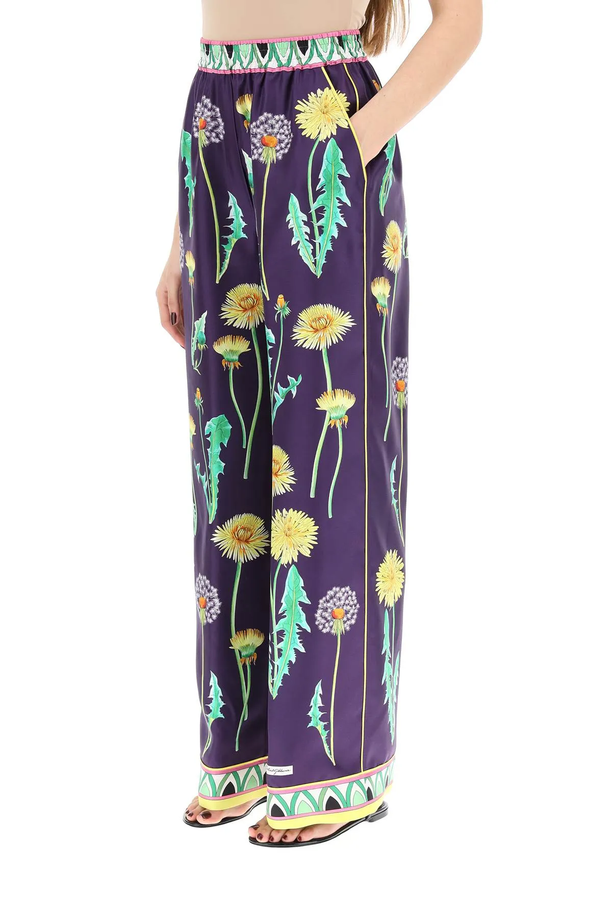 Dolce & Gabbana Allover Printed Wide Leg Trousers