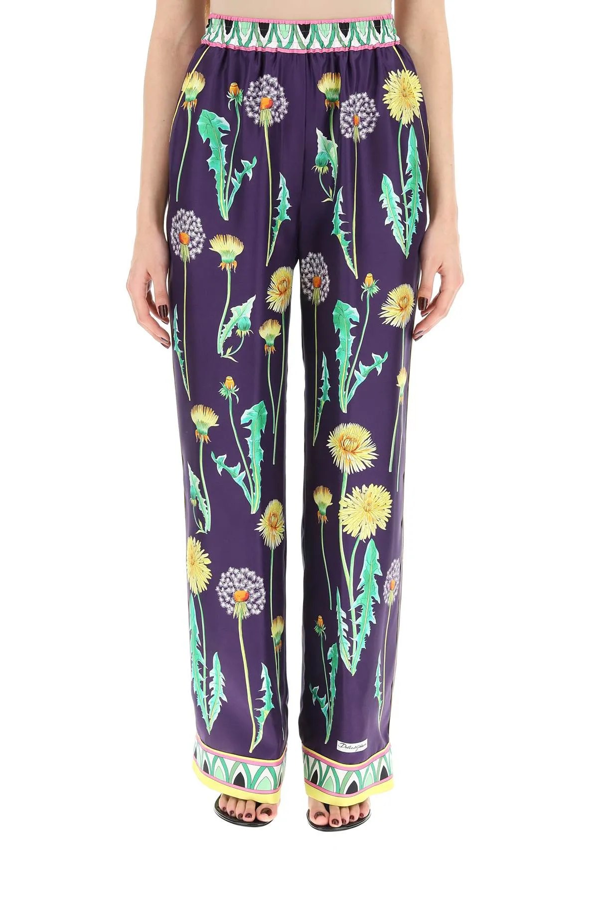 Dolce & Gabbana Allover Printed Wide Leg Trousers