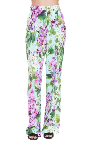 Dolce & Gabbana Bluebell-Print Charmeuse Pants