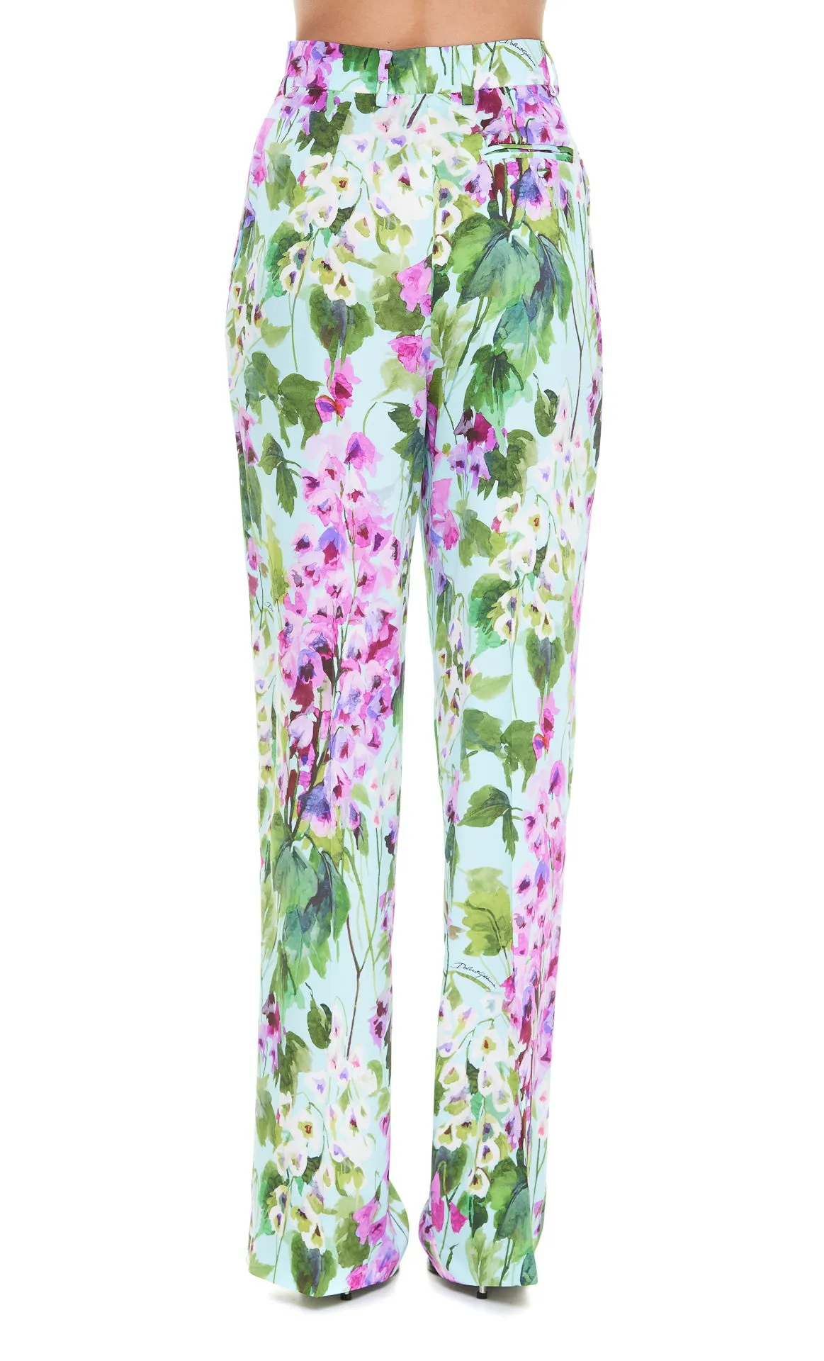 Dolce & Gabbana Bluebell-Print Charmeuse Pants