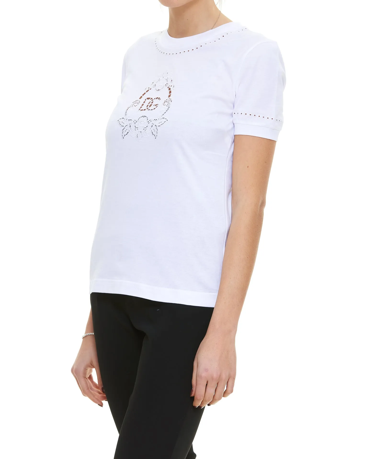 Dolce & Gabbana DG Openwork Embroidery Jersey T-Shirt