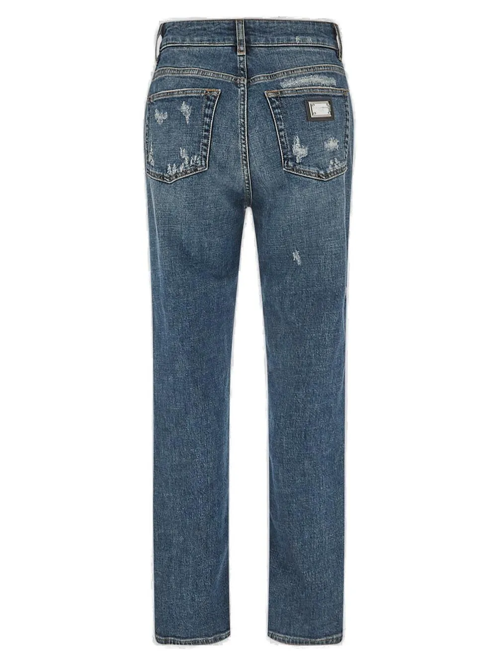 Dolce & Gabbana Distressed Straight Leg Cropped Jeans
