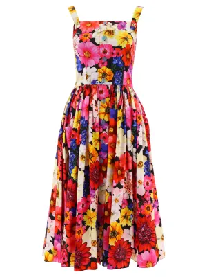 Dolce & Gabbana Floral Print Ruched Midi Dress