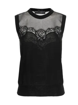 Dolce & Gabbana Lace Detailed Sleeveless Top