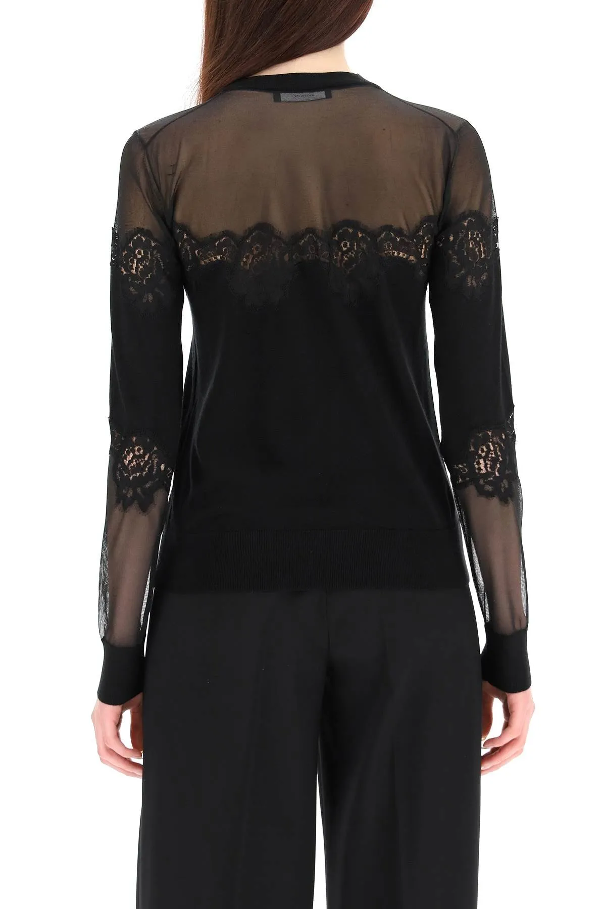 Dolce & Gabbana Lace Trim Crewneck Knit Jumper