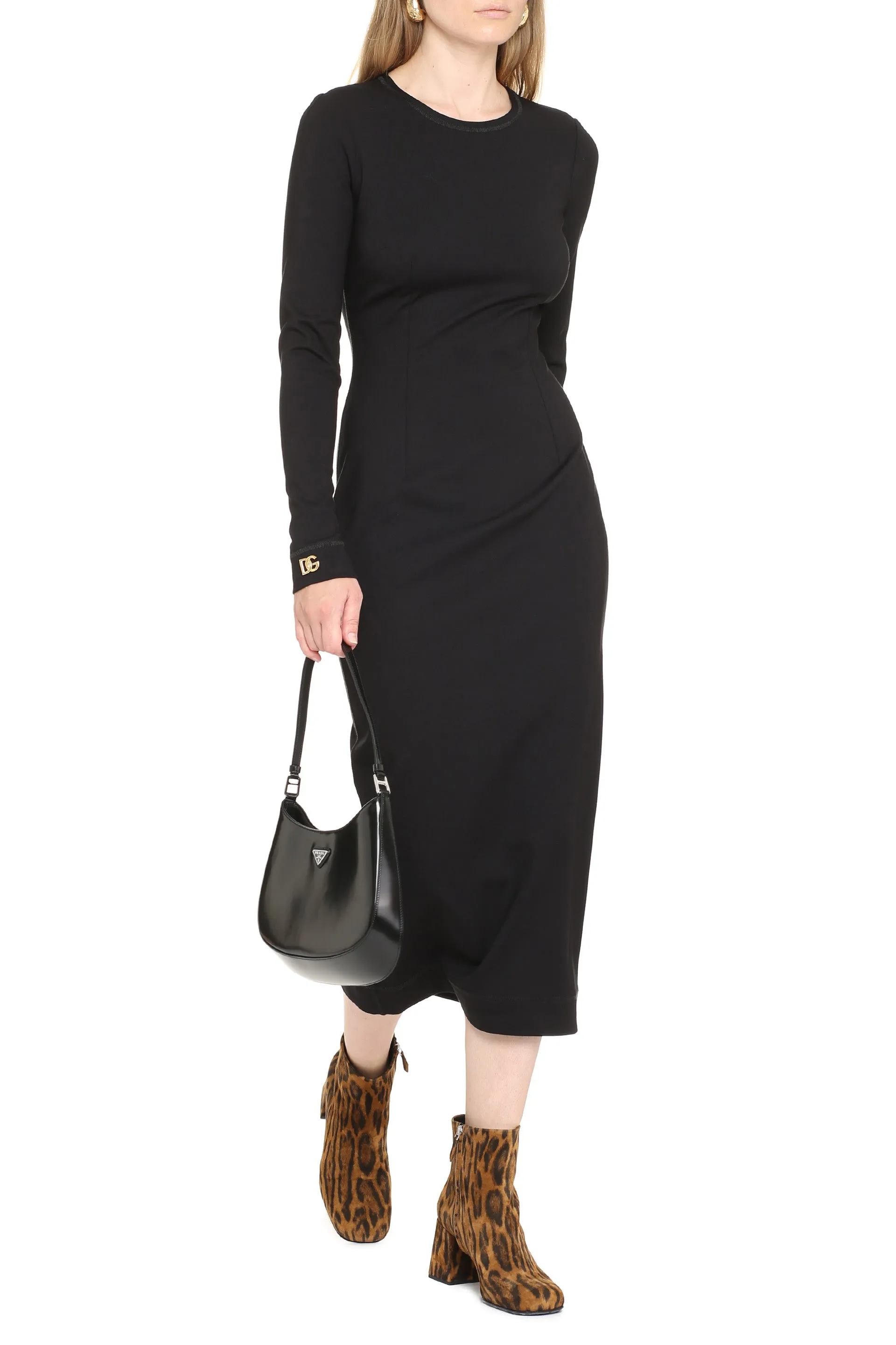 Dolce & Gabbana Logo Cuff Long-Sleeved Dress