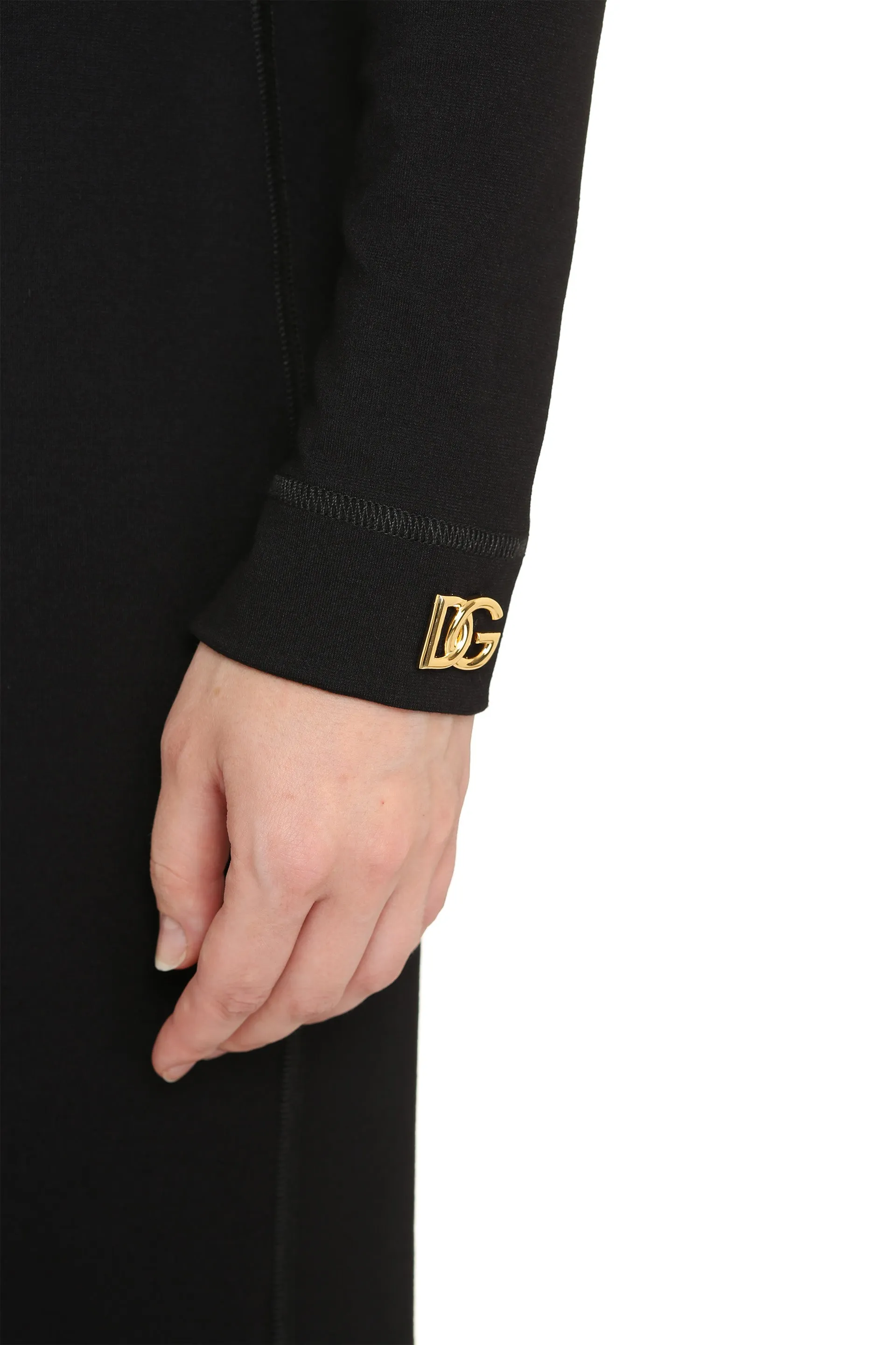 Dolce & Gabbana Logo Cuff Long-Sleeved Dress