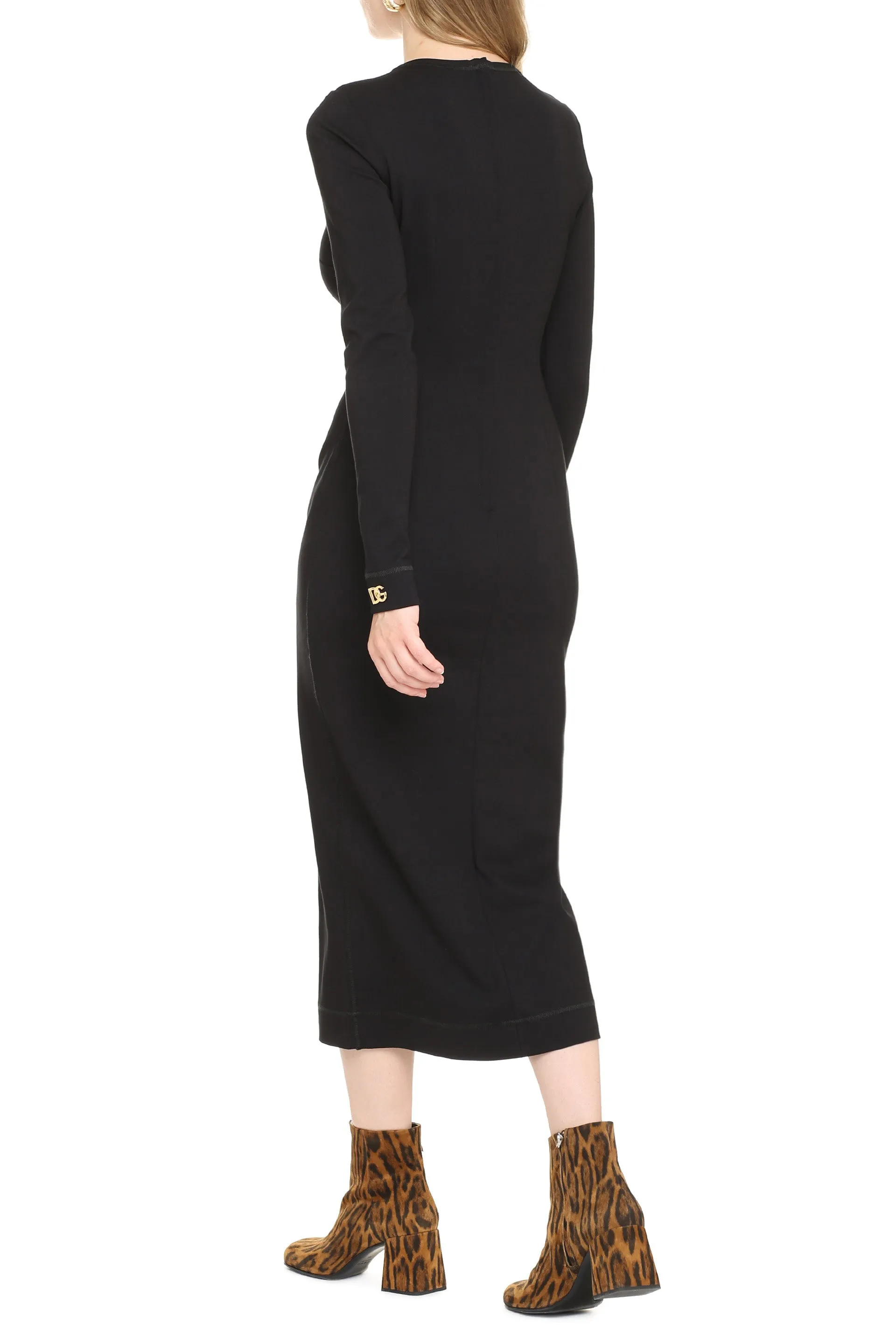 Dolce & Gabbana Logo Cuff Long-Sleeved Dress